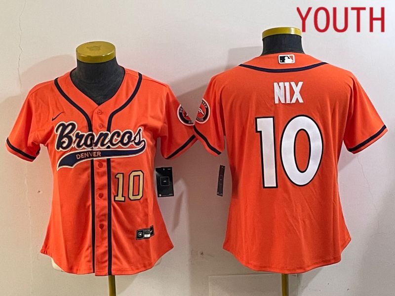 Youth Denver Broncos #10 Nix Orange Joint Name 2024 Nike Limited NFL Jersey style 2->youth nfl jersey->Youth Jersey